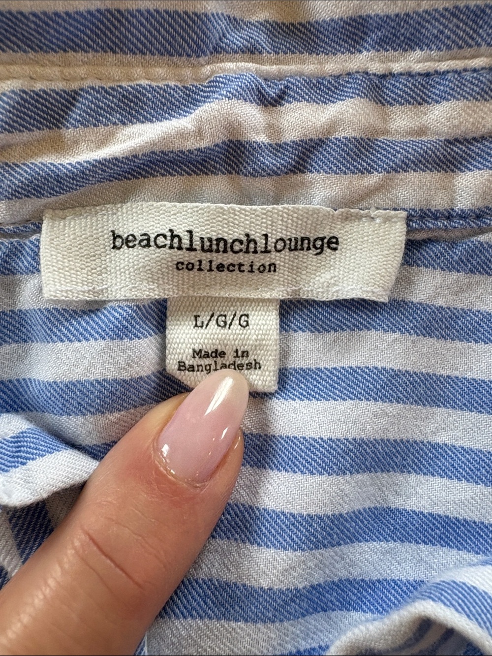 beachlunchlounge Blue and White Striped Button-Front Shirt - Picture 2 of 4